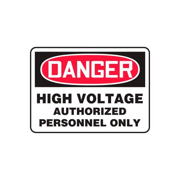 Accuform Accuform Danger Sign, High Voltage Authorized Personnel Only, 10inW x 7inH, Aluminum MELC135VA - main